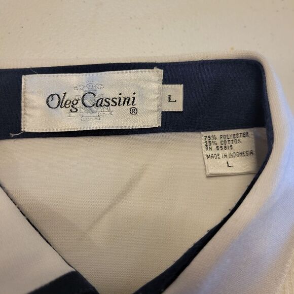 Oleg Cassini Crisp White Vintage Polo Men's Large Eclectic Grandpacore - Picture 6 of 8